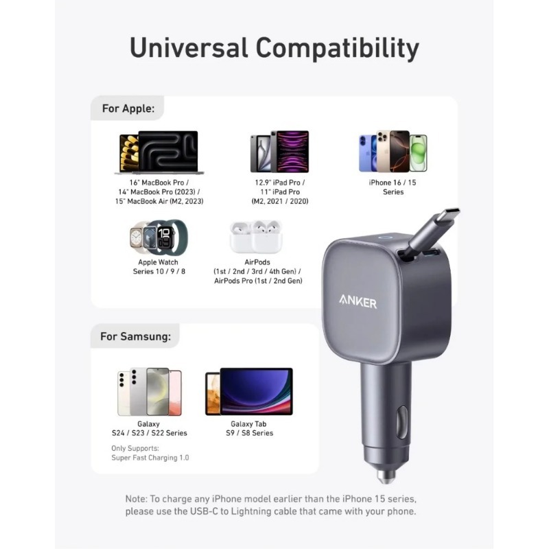 Chargeur de voiture USB-C Anke - Laptop Lock Cable avis et prix